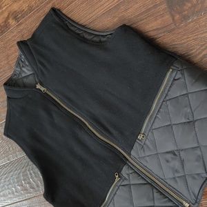 WOOLRICH I Black Quilted and Felted Wool Reversible Full Zip Vest, S